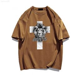 Men's T-Shirts Summer TShirt for Men 100 Cotton Lion Print Women T Shirt Vintage Graphic Men's Clothing Fashion Streetwear Tee Free Shipping Z0221