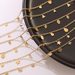 Chains Wholesale A Variety Of Metal Sequins Clavicle Chain Titanium Steel Material Plated18KReal Gold Necklace
