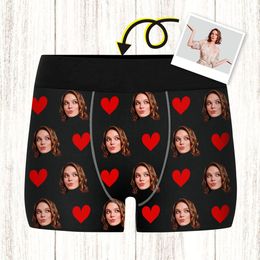 Gift Wrap Personalised Face Po Underwear Custom Heart Boxer Briefs Men For Husband Anniversary for Dad 230221