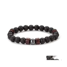 Charm Bracelets Volcano Lava Stone Wood Bead Bracelet Diy Essential Oil Diffuser For Women Men Jewellery Drop Delivery Dht9E