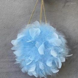 Evening Bags Circular Feather Bag Women Party Clutch Wedding Pearl Purses And Handbags Chain Shoulder Designer 10 Color