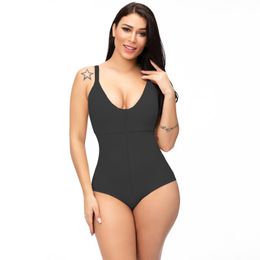 Women's Shapers Women Shapewear Bodysuit Straps Tummy Control Waist Trainer Cincher Body Shaper Zipper Fajas