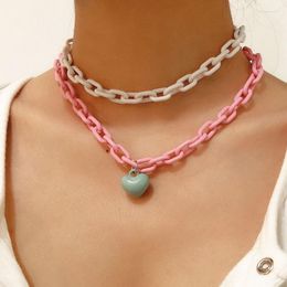 Choker Chokers Jewelry Punk Geometric Cross Chain Necklace Personalized Candy-colored Thick Heart-shaped Simple FemaleChokers Llis22