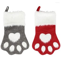 Cat Costumes Dog Palm Christmas Stockings Plush Hanging Socks For Holiday And Decorations (Large/18In 2-Pack/Grey Red)