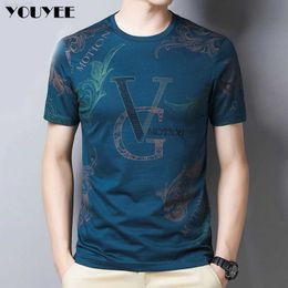 Men's T-Shirts Mercerized Cotton Print TShirt Men Summer Top Quality Fashion Casual ONeck Breathable Cooling Multicolor Tops Mens Clothing Z0221