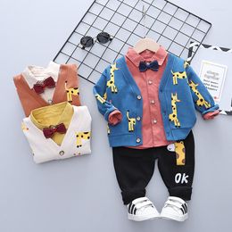 Clothing Sets 2023 Spring Autumn Outfits Baby Girls Clothes Boy Infant Cotton Suits Cartoon Giraffe Coat Shirt Pants 3pcs/sets Boys Kids