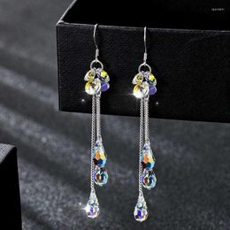 Dangle Earrings Trendy Long Tassel Chain Teardrop Drop Crystal Women Jewellery Gift