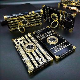 Luxury Designer Glitter Rose Flower Square Case For iPhone 13 PRO 14 PLUS 12 PRO 11 Cover for Samsung S22 Ultra Note 20 S20 S23 Plus S21