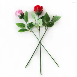 Decorative Flowers Wire Stem Flower Stems Floral Artificial Leaves Rose Green Greenery Faux Leaf Bouquet Branches Making Arrangement Florist