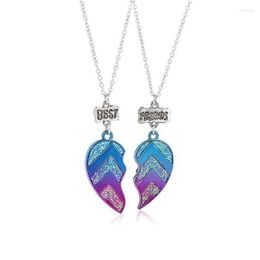 Pendant Necklaces Bohemia Punk Friends Colorful Heart For Children Girls Jewelry Accessories Gifts 033