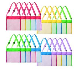 Mesh Seashell Beach Bags Storage Kids Colorful Shell Collection Bag Outdoor Beach Parent Child Activities Quick Dry Net Tote with Adjustable Carrying Straps M L