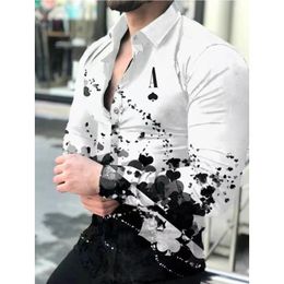 Men's Casual Shirts Fashion Men Spring Autumn Long Sleeve Tops Turn-down Collar Buttoned Vintage Shirt For Mens Printed StreetwearMen's