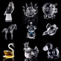 Decorative Objects Figurines 10 Styles Clear Crystal Animal Glass Paperweight Ornament Statuette Collectible Home Decor Christmas Kids Gift 230221