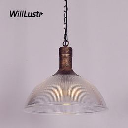 Industrial Style Striped Glass Pendant Lamp Metal Suspension Light Dining Bedroom Cafe Bar Hotel Minimalistic Hanging Lighting