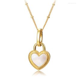Pendant Necklaces Trendy 316L Stainless Steel Luxury Black And White Double Sided Heart Women's Necklace Jewelry For Women
