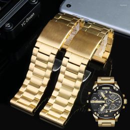 Watch Bands 24mm 26mm 28mm Man Watchband Quality Solid Stainless Steel Band For DZ7371 DZ7333 DZ7454 Series Gold Bracelet