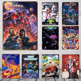 Funny Designed Painting Collection of Classic Games Born In The 70s and 80s Super Space Invaders Game Video Game Metal Tin Sign Retro Poster Wall Decor Size 30X20cm