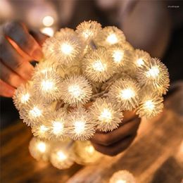 Strings 40/20/10LEDs Christmas Decoration Garland Holiday Lights Hairy Ball Dandelion LED Fairy String Light For Home Indoor Lighting