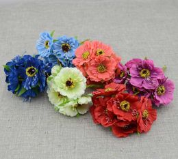 Decorative Flowers Wreaths 6pcs/lot Cherry Blossom Artificial Flowers Wedding Car Vase for Home Decoration Bride Bouquet Handmade Silk Plants T230217