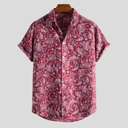 Men's T Shirts T-shirts Shirt For ManButton BeachCasual Hawaiian Loose Streetwear Geometric Woman Clothing Ethnic
