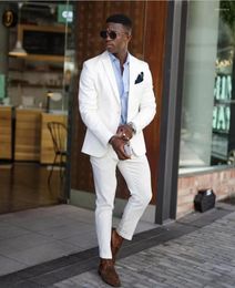Men's Suits Arrival Fashion Summer White Groom Tuxedos Wedding For 2PCS Men Blazers Slim Fit Costume Homme (Jacket Pants)