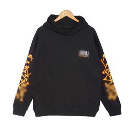 Erkek Hoodies Sweatshirts 360g Terry Yeni Yüksek Sokak Kemik Mektubu Logosu Baskılı Çift T2302202