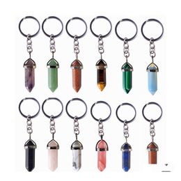 Key Rings Charms Natural Stone Keyring Fashion Keyholder Boho Jewelry Car Keychain For Women Baby Drop Delivery Dhupd