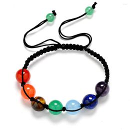 Charm Bracelets 10MM Natural Energy Stone 7 Chakra Bracelet Yoga Reiki Balance Handmade