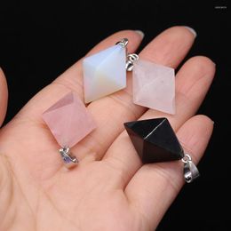 Pendant Necklaces 1pcs Natural Faceted Black Agates Opal Rose Quartzs Stone For Women Necklace Jewelry Making DIY Gifts Size 20x30mm