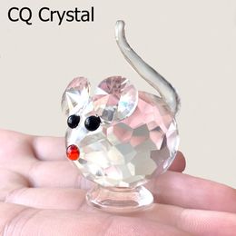 Decorative Objects Figurines Crystal Cute Mouse Lovely Animal Glass Ornament Home Table Decorations Great Kids Favour Christmas Gifts 230221