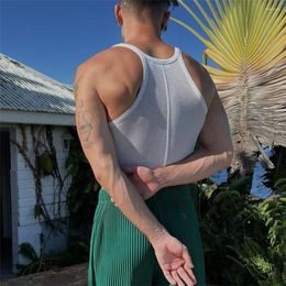 Men's Tank Tops Top Mens Shirts Bottoming Shirt Sports Tee Breathable Casual Cool Crop Knitted Muscle Sleeveless