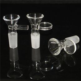 Hookah 3 styles 10mm 14mm 18mm glass bowl male joint with handle smoking slide bowl piece for bongs pyrex glass oil burner pipe