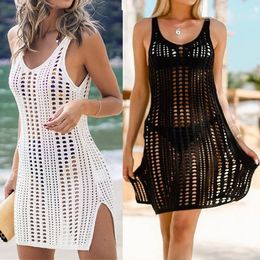 beachwear bikini cover-ups Hollowed out Knitted pullover vest slit women sexy bikini smock beach dressk stcy2133 summer swimming swimwear outside