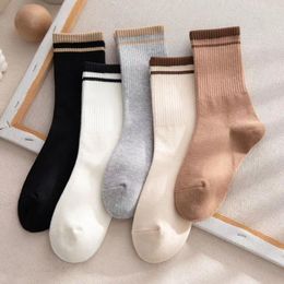 Women Socks Simple Sports Set 10 Pairs Casual Fashion Black White Ladies Breathable Soild Colour Moving Girls