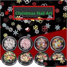 Stickers Decals 1 Box Nail Sequins Snowflakes Christmas Decoration Shiny Glitter Designs Mixed Colors 3D For Art Manicure Drop Del Dh7Kd
