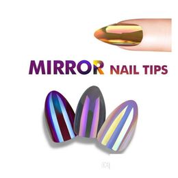 False Nails Fashion Mirror Chrome Fake Stiletto Tips Reflection Nail Magic Effect Almond Drop Delivery Health Beauty Art Salon Dhwbt
