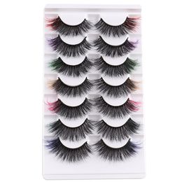 Natural Thick Colorful False Eyelashes Soft & Light Reusable Handmade Multilayer 3D Fake Lashes Full Strip Lash Extensions Makeup Accessory for Eyes