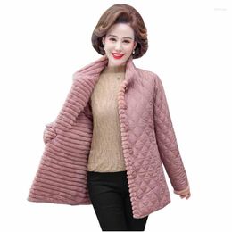 Women's Trench Coats Winter Jacket Plus Velvet Padded Coat Middle-Aged Women Stand-up Collar Wadded Jackets Thick Warm Short Outwear
