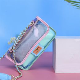 Transparent Jelly bag Lattice Crossbody bag 2022 Summer New Quality PVC Women's Designer Handbag Chain Shoulder Messenger3110