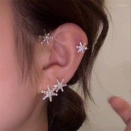 Backs Earrings Gold Plated Metal Ear Bone Clip For Women Sweet Exquisite Sparkling Zircon Butterfly Snowflake Cuff Earring Jewellery