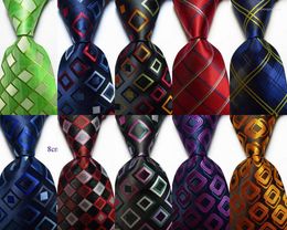 Bow Ties Fashion Plaid Tie Men's 9cm Silk Necktie Set Blue Gold Purple JACQUARD WOVEN