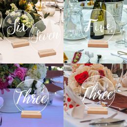 Party Decoration Round Acrylic Wedding Table Number Sign With Wood Holder Set Dining Decor