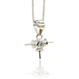 Jewelry Settings S925 Sterling Sier Pearl Necklace Pendant With An Empty Bracket Cross Drop Delivery 202 Dhd7G