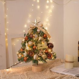 Christmas Decorations Lovely Mini Tree With LED Lights Po Props Xmas Tabletop Miniature Artificial Ornament Decoration