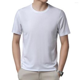 Men's T Shirts Leisure T-shirt Mens Round Neck Shirt Short Sleeve Slim Fit Solid Stretch Summer Tee Tops Blouse Bottoming