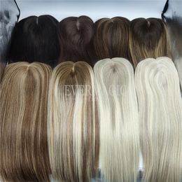 New Coming Stock Balayage Color Virgin Human Hair Toppers Skin Scalp Base for Hairloss Women