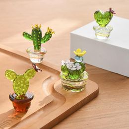 Decorative Objects Figurines Handmade Murano Glass Cactus Ornaments Desktop Craft Adornment Creative Colourful Cute Miniature Plant For Home Decor 230221