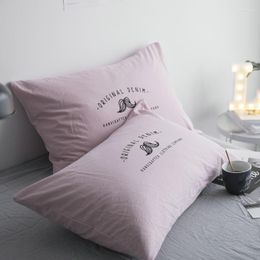 Pillow Case 74x48cm Simple Letter Printed Washed Cotton Pillowcase Single Bed Lumbar Cover Sleep268P