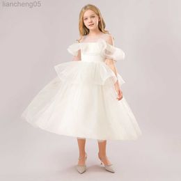 Girl's Dresses Ruffle Children Evening Party Girls Dress Prom Flower Wedding Gown Kids Dresses For Girl Sequin Bridesmaid Princess Dress 12 14Y W0221