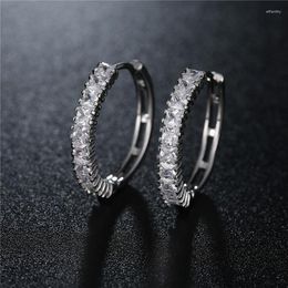 Hoop Earrings Luxury Cubic Zirconia Big Circle Huggie For Women Blue Red Gem Hoops Pendientes Jewellery Ear Rings